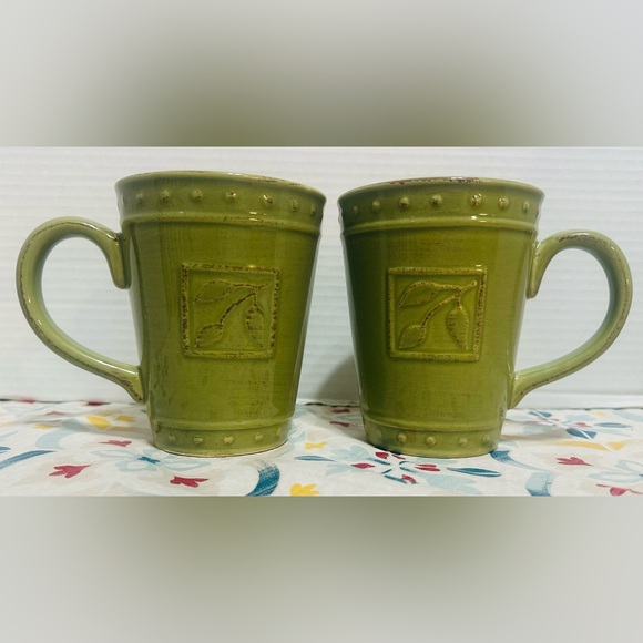 4 Sorrento Wheat by Signature Mugs All Mustard Gold Embossed Leaves 2001 Segura - Picture 10 of 11